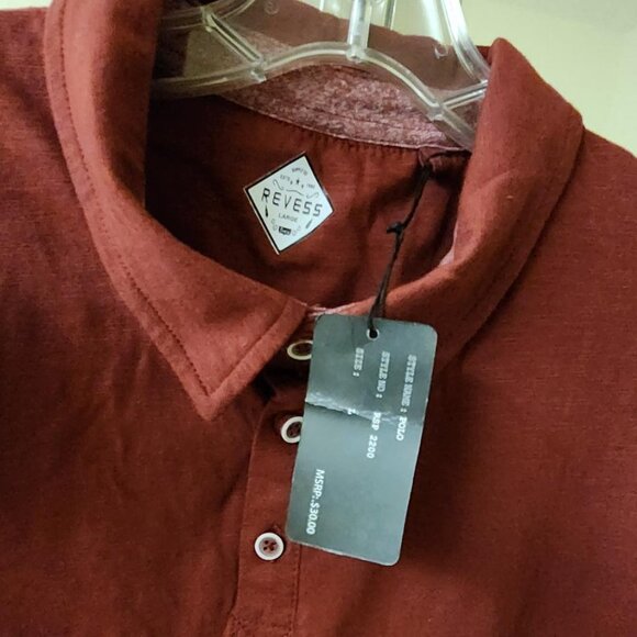 REEVES Men Golf Polo Cotton Blend Shirt Burgundy Color Size L-NWT - Picture 3 of 5
